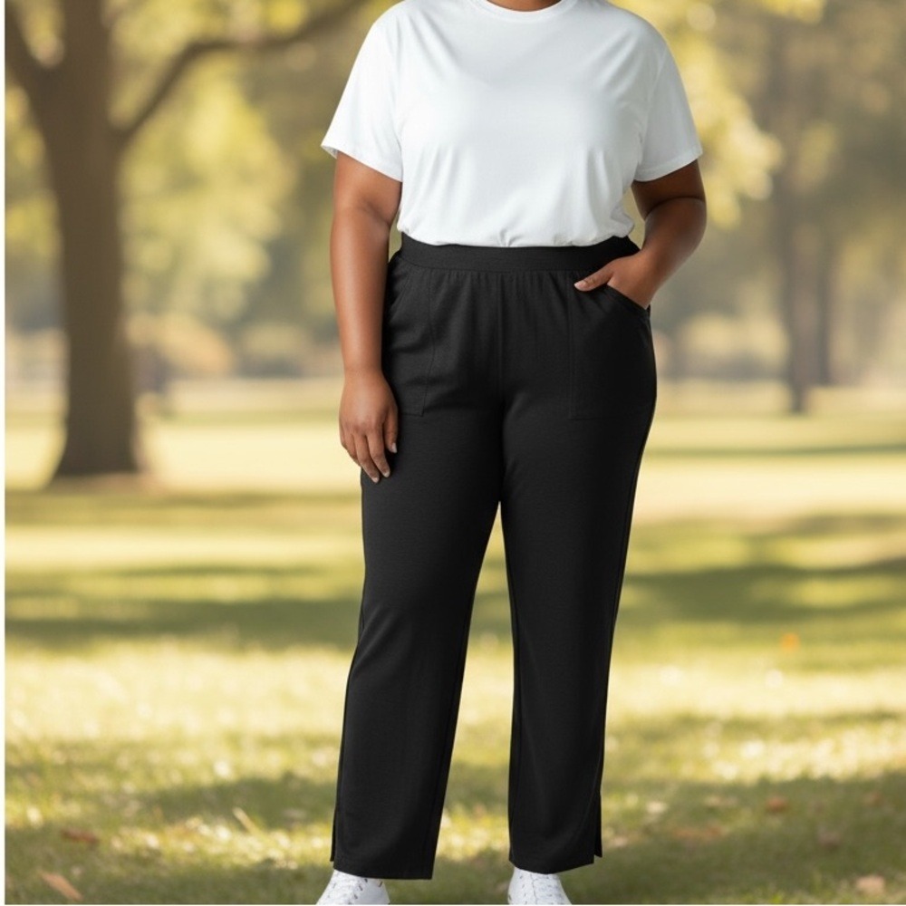 NYDJ Fits Everything Womens 12 Pull‎ On Black Classic Pants 100% Cotton Career